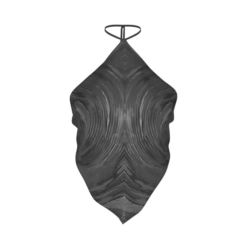 Black Ripple Halter Top