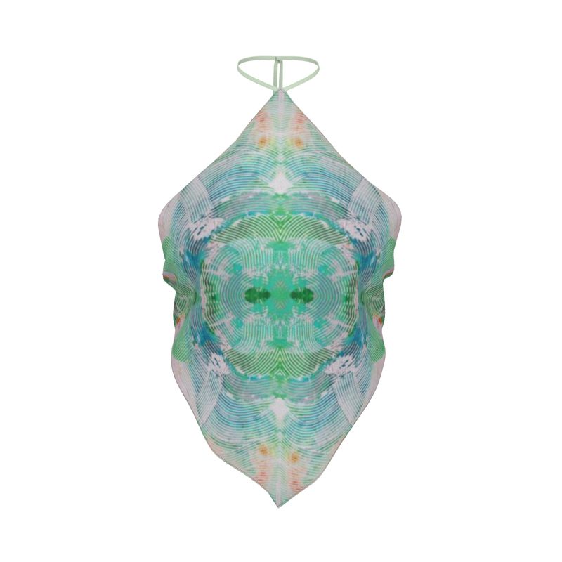 Green Abstract Halter Top