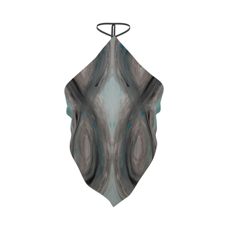 Abstract Stone Gray Halter Top