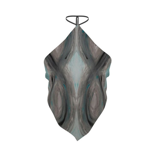 Abstract Stone Gray Halter Top