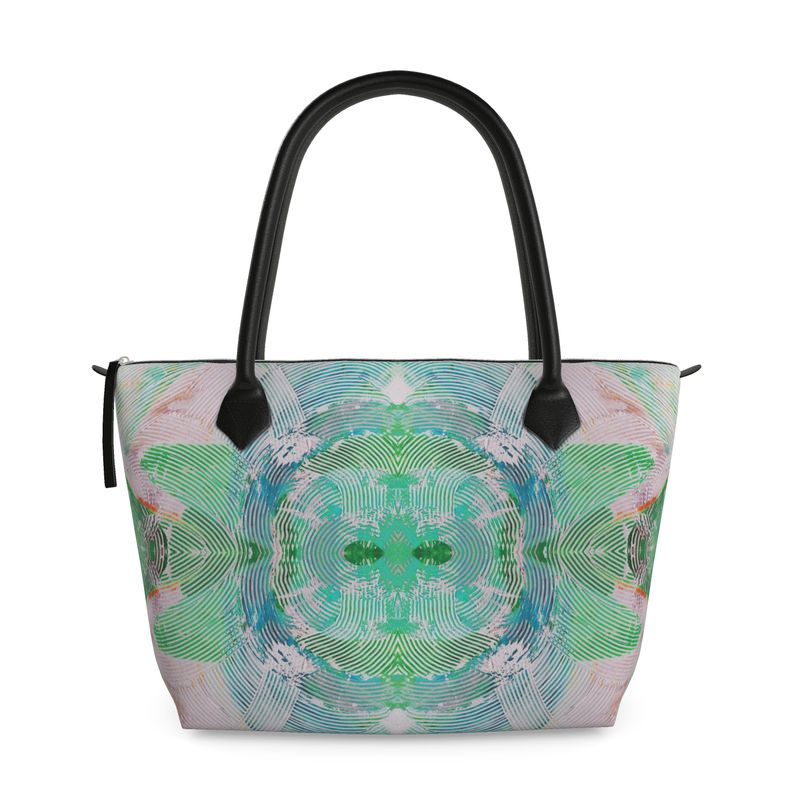 Electric Green Wave Zip Top Handbag