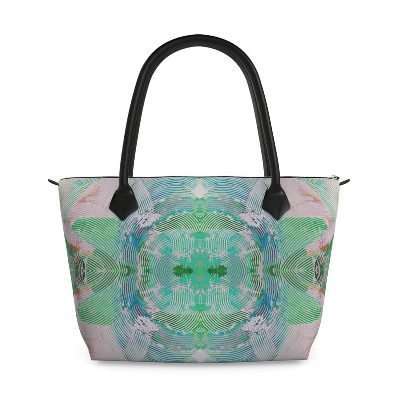 Electric Green Wave Zip Top Handbag