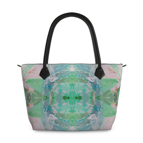 Electric Green Wave Zip Top Handbag