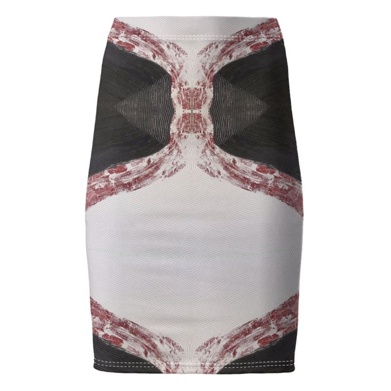 Crimson Axis Pencil Skirt