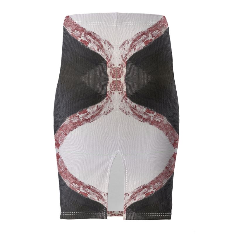 Crimson Axis Pencil Skirt