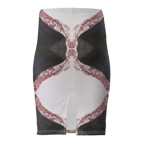 Crimson Axis Pencil Skirt