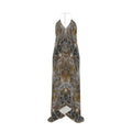 Golden Rays Halterneck Backless Dress
