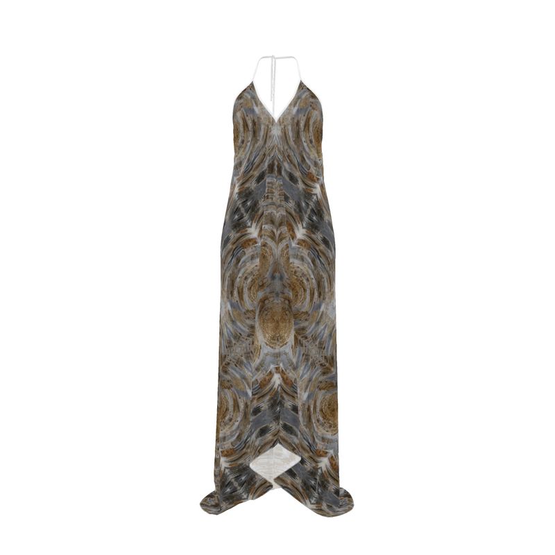 Golden Rays Halterneck Backless Dress
