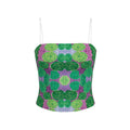 Turning Up Green Roses Blue Strappy Top