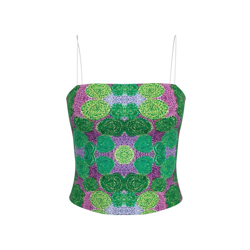 Turning Up Green Roses Blue Strappy Top