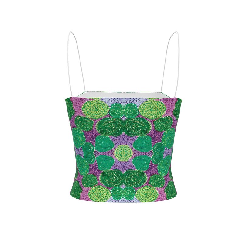 Turning Up Green Roses Blue Strappy Top