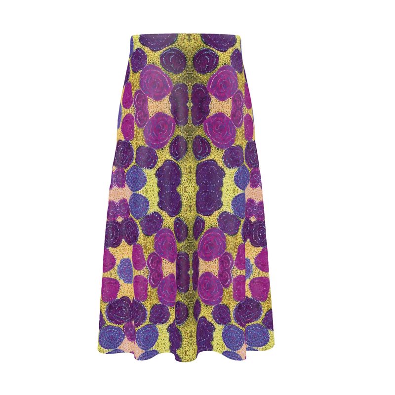 Turning Up Purple Roses Midi Skirt