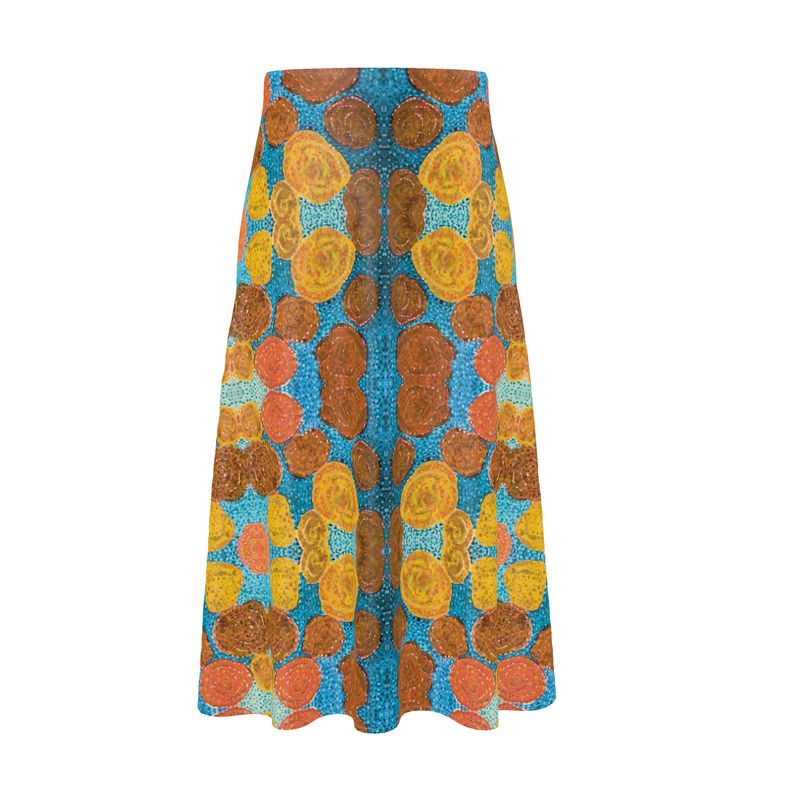 Turning Up Orange Roses Midi Skirt