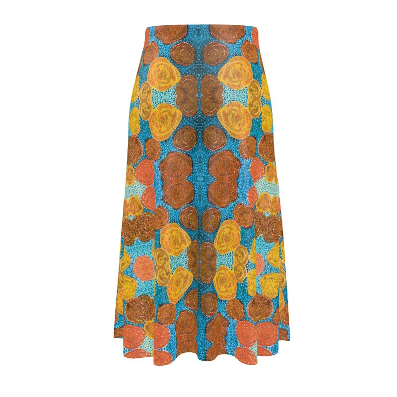 Turning Up Orange Roses Midi Skirt