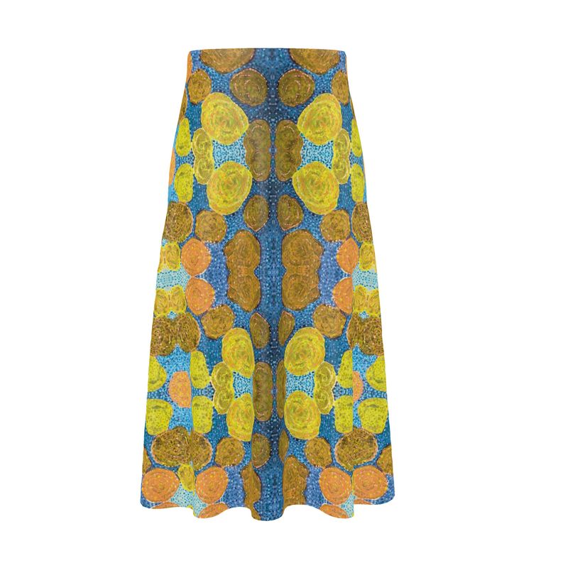 Turning Up Yellow Roses Midi Skirt