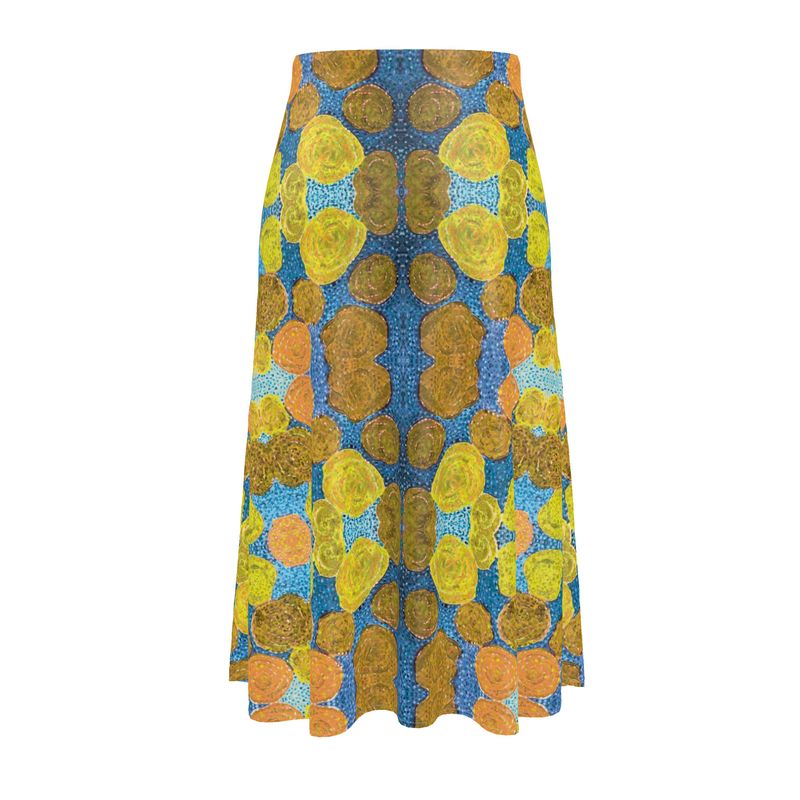 Turning Up Yellow Roses Midi Skirt
