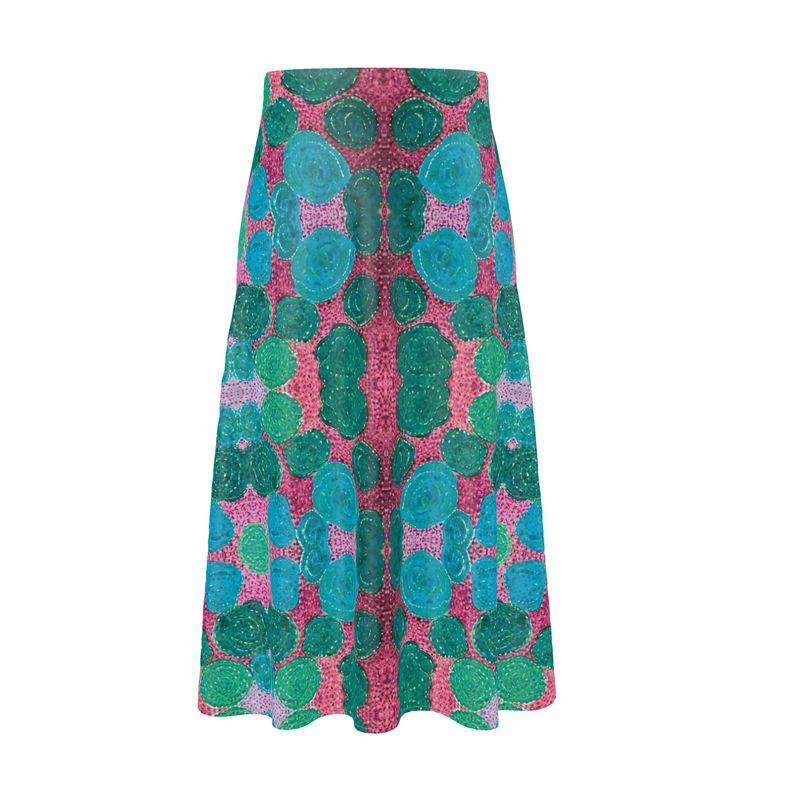 Turning Up Blue Roses Midi Skirt