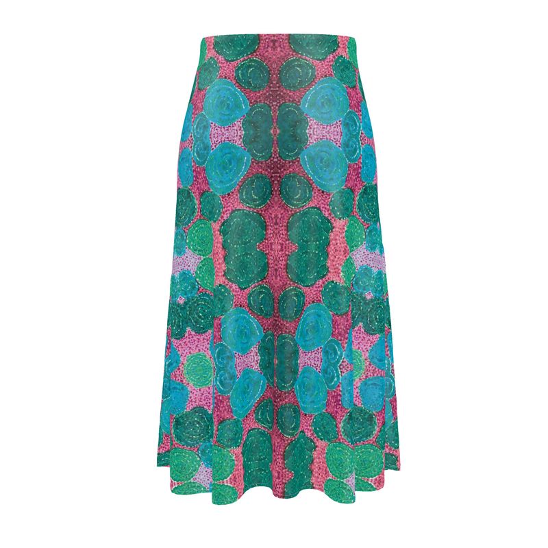 Turning Up Blue Roses Midi Skirt
