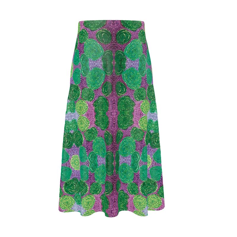Turning Up Green Roses Midi Skirt