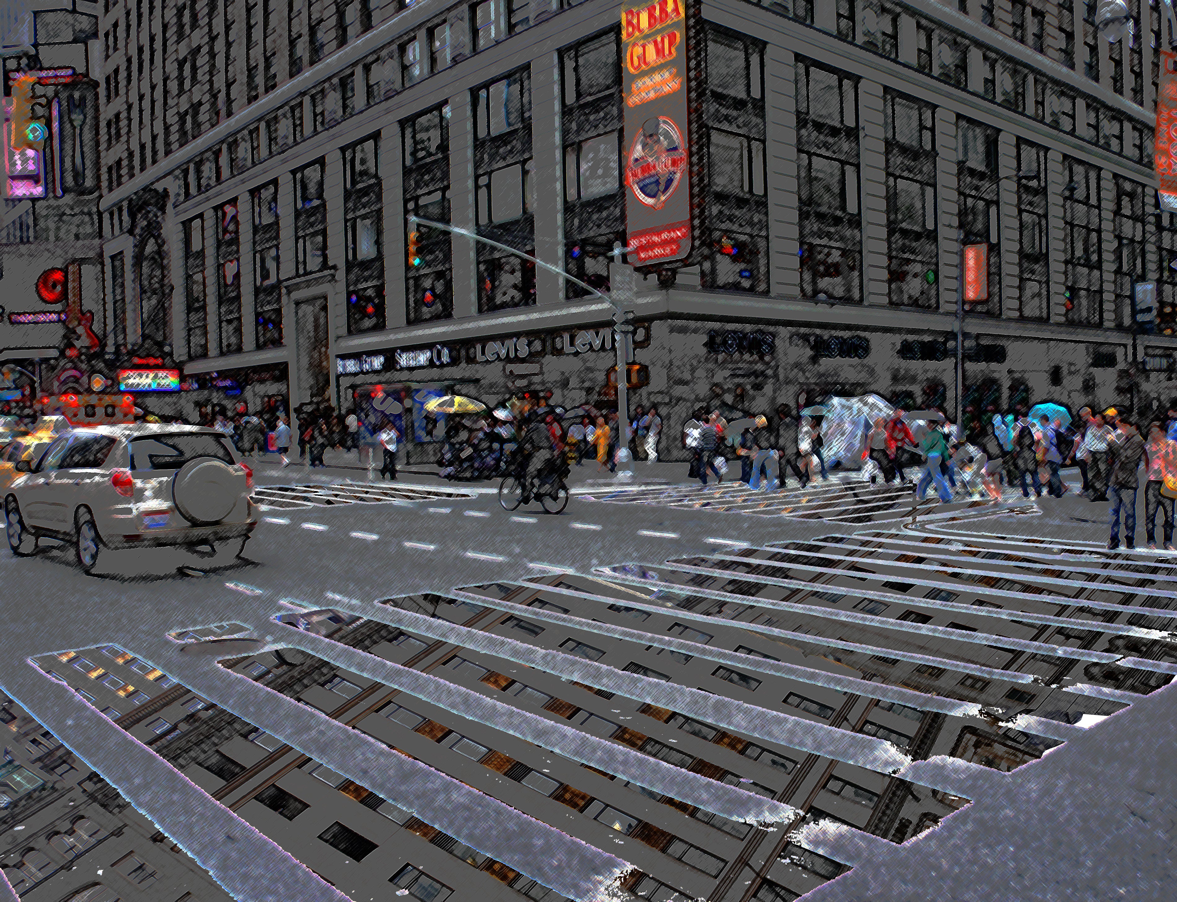 Crosswalk Reflections on Canvas Art