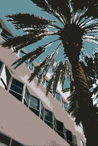 Miami Beach Palm Pop Art on Metal