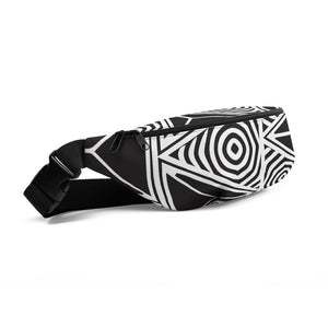 Designed fanny pack with custom black and white triangle fabric design. Artist for Lauderdale Native art collective.